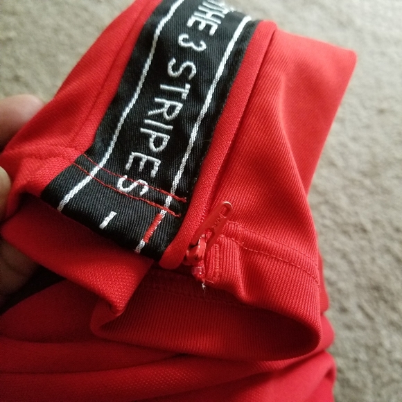 Adidas Brand With The 3 Stripes Logo Red Track Pants - Picture 7 of 9